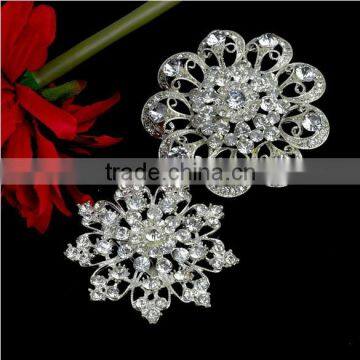 Wholesale Price Classic Zinc Alloy vintage snowflake rhinestone crystal strass brooch pins , Crystal rhinestone strass brooch