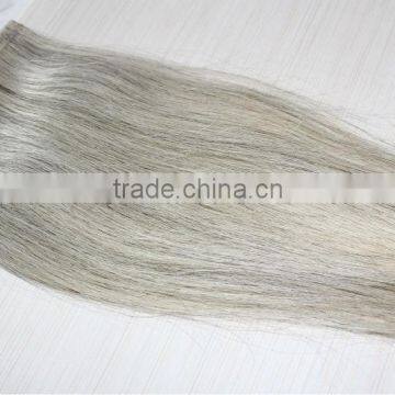 virgin gray pu skin weft hair