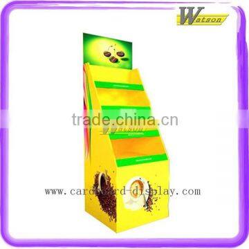 Newly Supermarket coffee bean promotion pallect display floor 4 shelves cardboard display stand