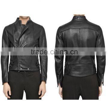 CHIC LEATHER JACKET WITH ADJUSTABLE STRAP DETAIL