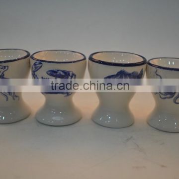 Marine series of embossed 3D hand-painted ceramic egg cup