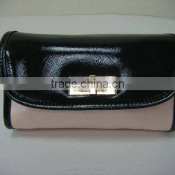 Ladies Polka Dot Cosmetic Bag / Black Pink PU Leather Cosmetic Bag