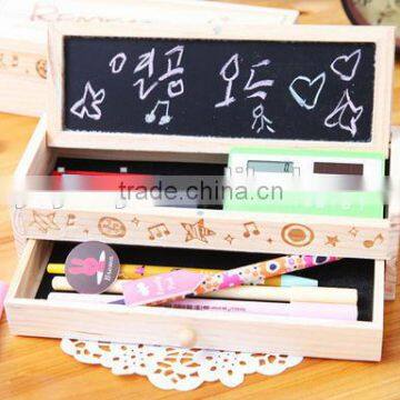 wooden drawer type pencil case