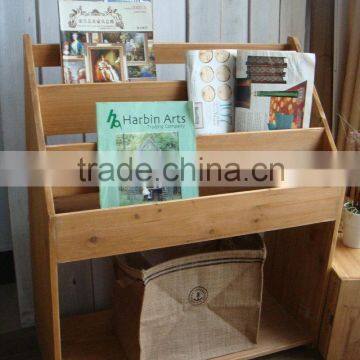 Vintage Industry Wooden Display Shelf for Books and Newspapers photo-1