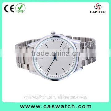 New arrival anti-clockwise quartz watch, stainless steel band concise 3ATM water resistant watch, custom made men's watch