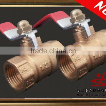 Full-port red handle brass ball valve with steel/L handle