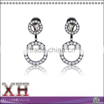 Guangzhou Factory Sterling Silver Cubic Zirconia Double Open Circle Earrings