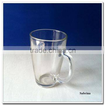 330ml glass drinking mug with handle high quality