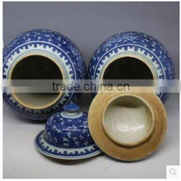 Large Decorative Temple Jar Chinese Blue and White Ginger Jar With Floral Painting photo-5