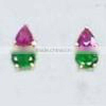 Ear Ring With Ruby & Emerald