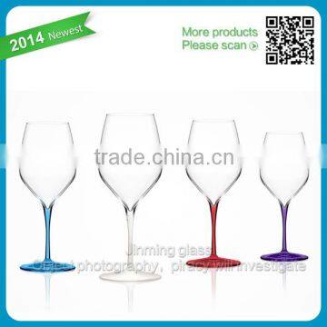 Bohemia crystal wine glass colored stem wine glass customed wholesale painted wine glasses wine glass with color stem wine glass