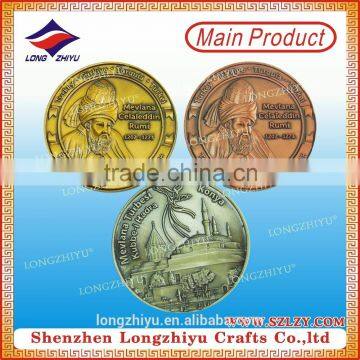Manufactory direct made custom 3D antique gold/bronze/copper metal coin