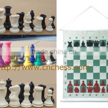 plastic chess piece and colored chess set