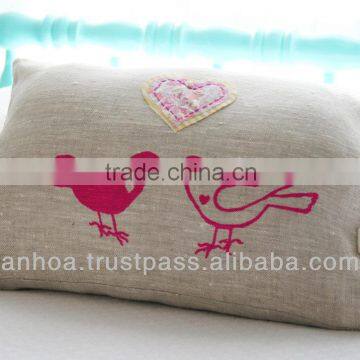 Handmade linen embroidery cushion cover