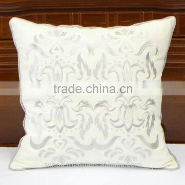 Abstract baroque pattern embroidered linen decorative pillow cover