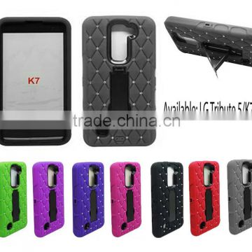 Defender rhinestone phone case for LG Tribute 5 k7