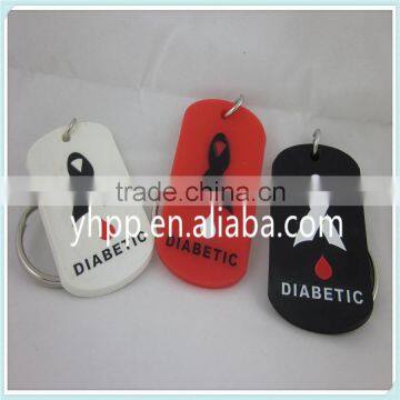 Custom MEDICAL ID DIABETIC silicone Dog Tag Key Chain Ring 3 Colours