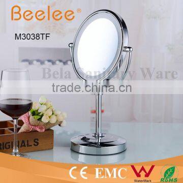 Ultra thin 8.5 inch round makeup mirror LED table mirror power by battery