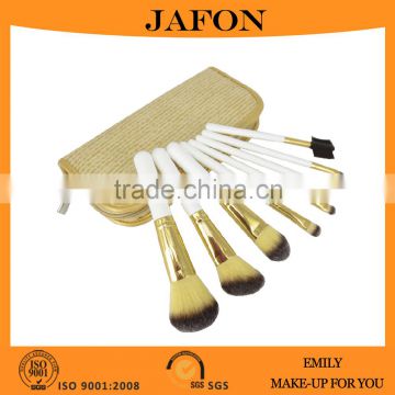 Elegant 8pcs makeup brush set with white handle and gold ferrule