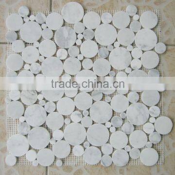 Carrara White Round Mosaic Bubble Marble Tiles