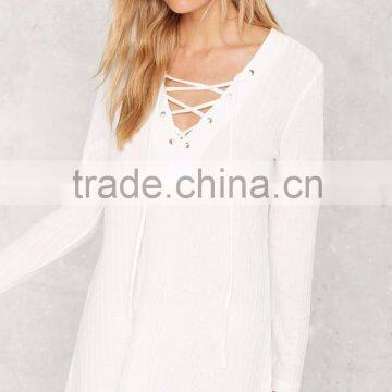 Long Sleeve Soft Loose Dressy Ladies Tunic Top Wholesale photo-3