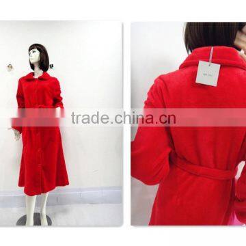 Red classic warm bind night robe woman