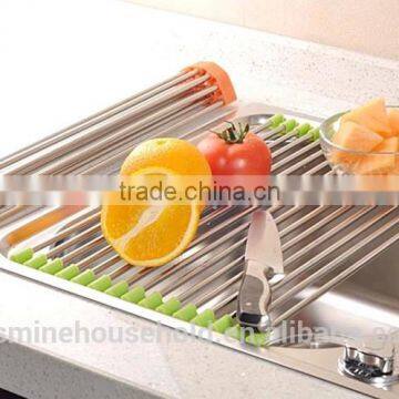 2016 Roll Up Stainless Steel Silicone Handy Drying dish drainer rack