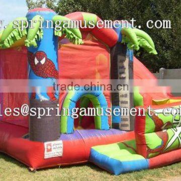 Top design and best selling Spideman Classical inflatable bouncer and slide combo castle