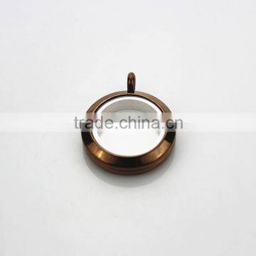 Latest Design 316L Stainless Steel Screw Chocolate Plain 25mm Floating Glass Lockets Pendant
