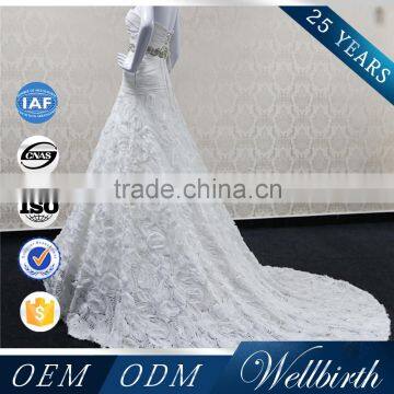 New 2016 Off Shoulder Elegant Lace Mermaid Guangzhou Wedding Dress photo-2