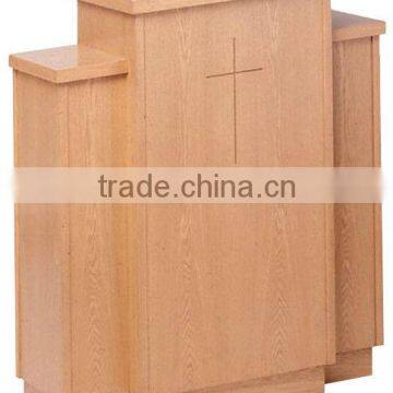 Oak wood church wing pulpit front with cross and shelf / Elm wood Oak church furniture / Wing Podium,Office Pulpit