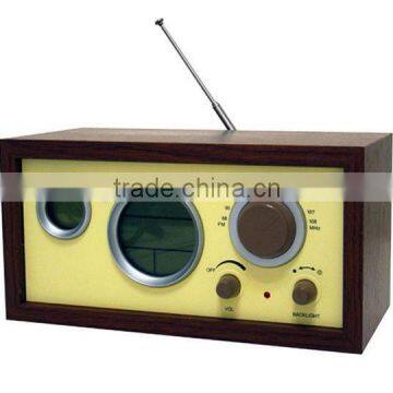 FM Digital Display Alarm Clock Wooden Radio