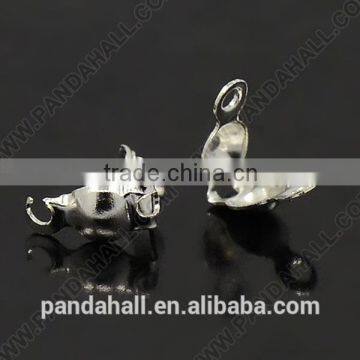 Iron Bead Tips, End Caps, Open Clamshell Bead Tips, Silver Color, 3mm inner diameter(E248Y-S)