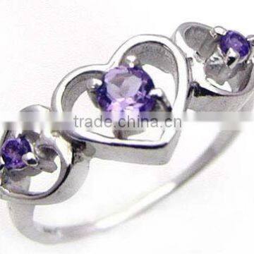 Genuine Gem & .925 Sterling Silver Ring Jewelry Amethyst Ring Wholesale Silver Jewelry