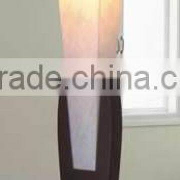 wooden base floor lamp flower in large fabric white shade by Amay