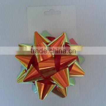 HOT SALE 5" Hi-Glossy Iridescent / Rainbow Poly Gift Wrapping Ribbon Bow, Self Adhesive Star Bow