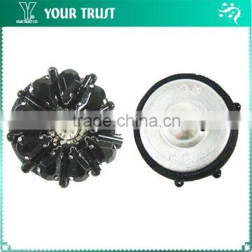 5MM Clear Rhinestone Black Drop Acrylic Stone Black Fabric Shank Shirt Cover Button