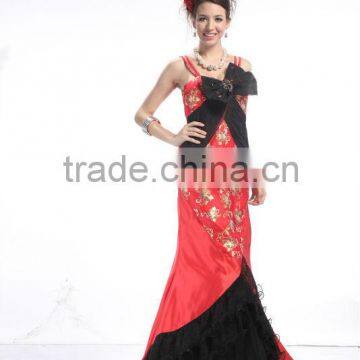 Spaghetti strap A-line evening dress manufacturer ball gowns D019