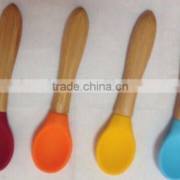 Bamboo silicone spoon with bamboo handle