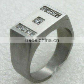 Stainless Steel Chunky Rings for Men With CNC Zircon as Christmas Gift