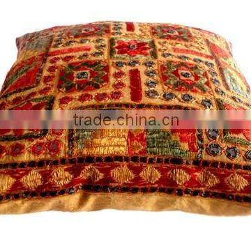 RTHCC-62 Hot Selling Latest Stylish Gujarati Mirror Work Embroidered Cotton cushion covers New Year Home Decor Christmas Gift