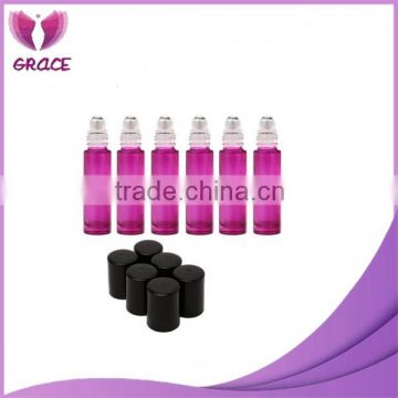 3ml 5ml 8ml and 10ml pink color glass roll on bottle for packing oil and perfume