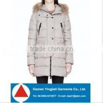2014 women winter coats long down with fur collar and belt