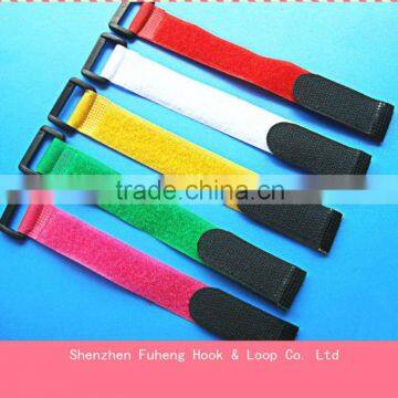 colored hook loop strap with plastic buckle