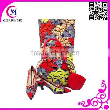 2015 Newest Ankara Wax Design WBS-0035 Wax Printed Fabric Bag and Shoes