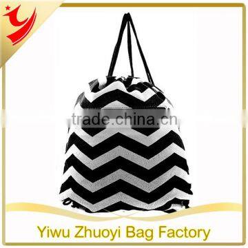 Promotional Chevron Drawstring Canvas Sports Bag Wholesale