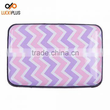 Luckiplus Inventory Pink White with Purple Chevron Pattern Aluminum Wallets Identity Theft Blocker