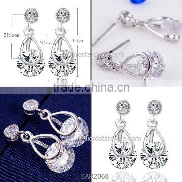 2016 best selling handmade crystal silver earrings for sale