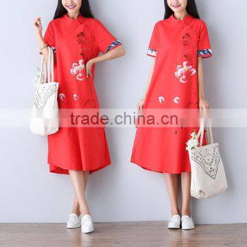 JPSKIRT1605988 Latest Fashion Ladies Casual Red Retro Dress