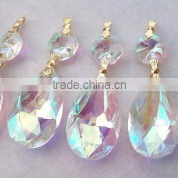 6.28 -3 5 Asfour Crystal Chandelier Prisms 38mm Teardrop AB Iridescent Ornaments